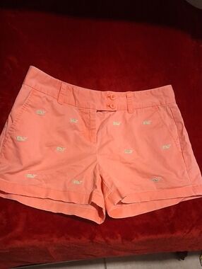 Vineyard Vines Coral Embroidered Whale Shorts